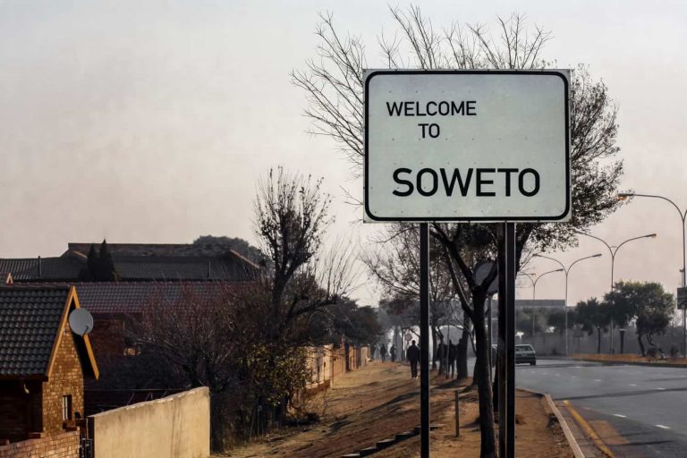 Welcome to SOWETO -  banner or road sign at the entrance of Soweto, in the suburb of Johannesburg.