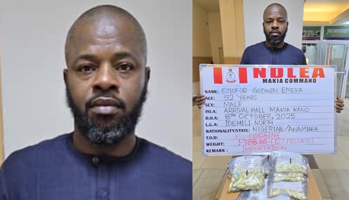 202510NDLEA-Arrests-Businessman-at-Kano-Airport-After-Excreting-127-Wraps-of-Cocaine