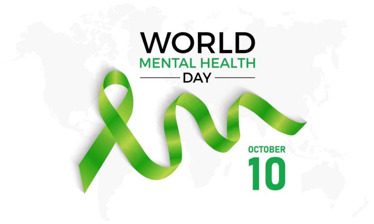 world mental health day observed on october 10. Health Care concept Greeting card, poster, Ribbon, banner, Vector Template.