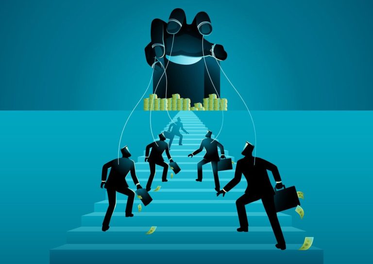 Businessman Silhouette Ponzi Scheme