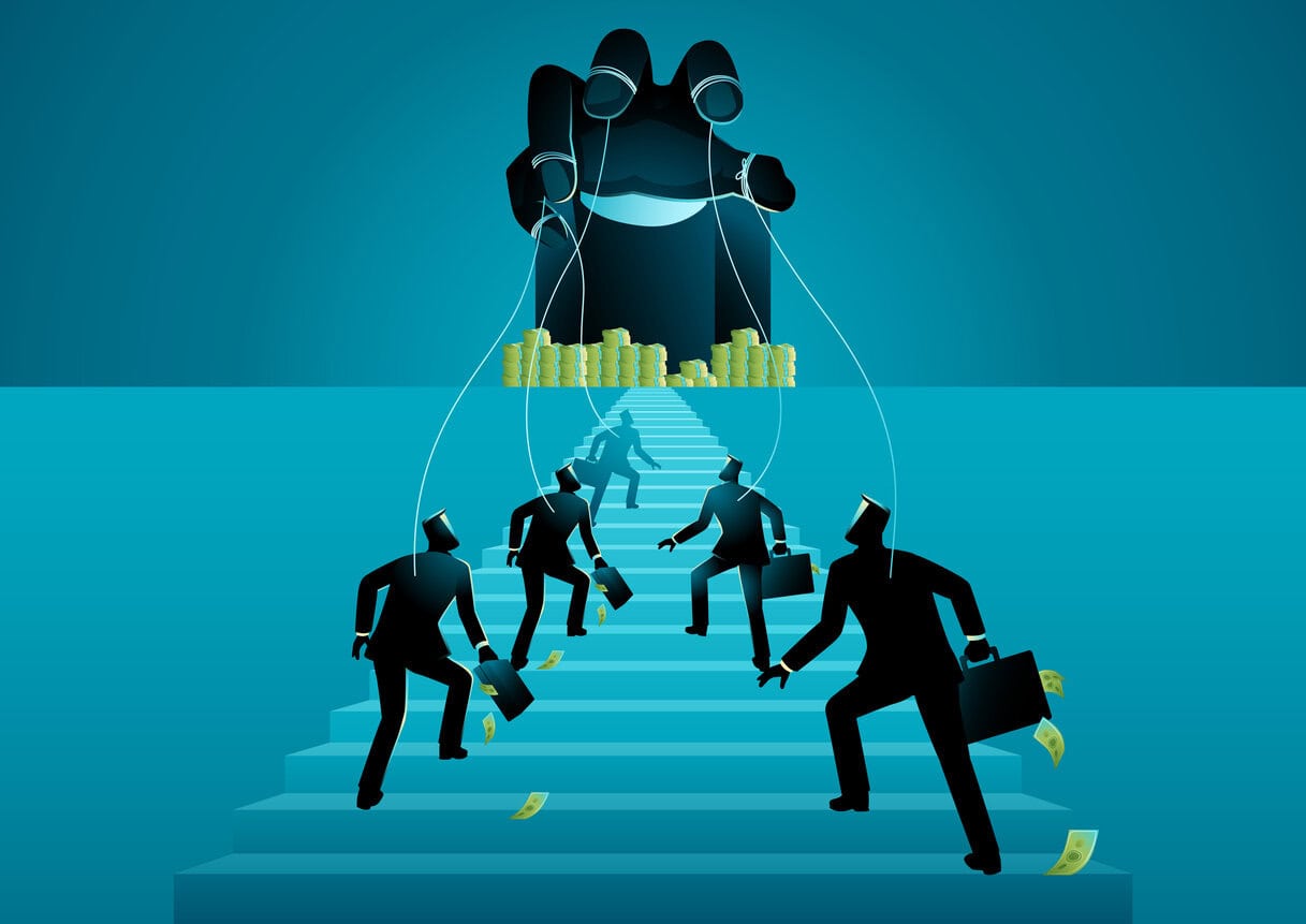 Businessman Silhouette Ponzi Scheme