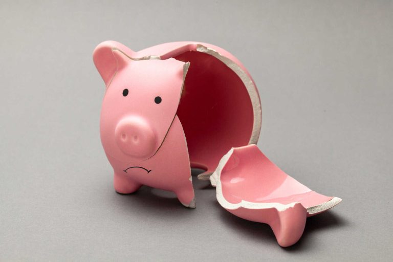 Broken piggy bank