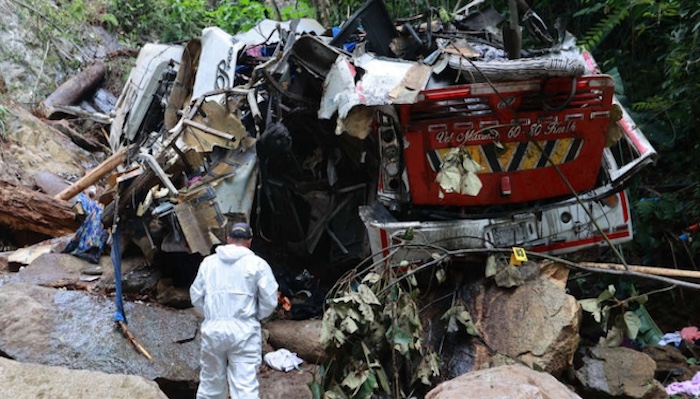 202512Seventeen-Killed-As-School-Bus-Plunges-Off-Cliff-In-Northern-Colombia
