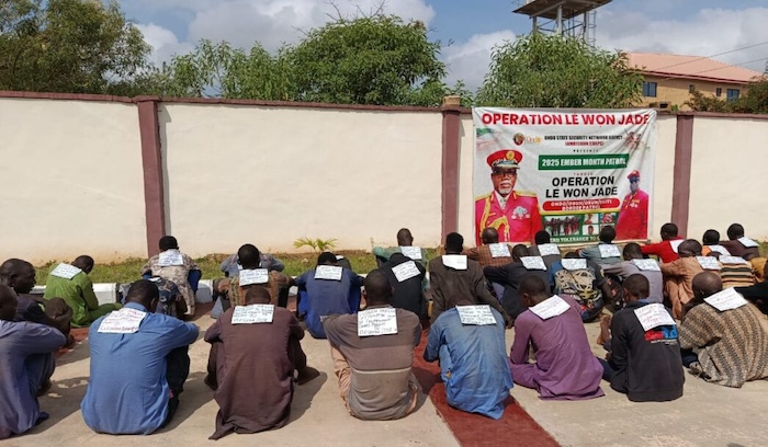 202512US-Airstrikes-Amotekun-Arrests-39-Suspects-Fleeing-Sokoto-in-Ondo-Forest-Parades-61-