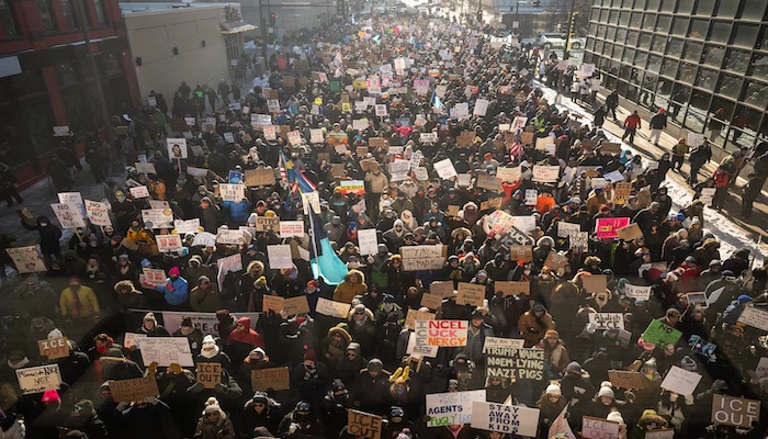 202601Protests-Break-Out-In-Minneapolis-After-Nurse-Shooting-Governor-Challenges-Trump-To-Pull-Agents