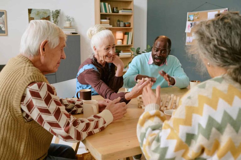 Elderly People Looking at Falling Tower