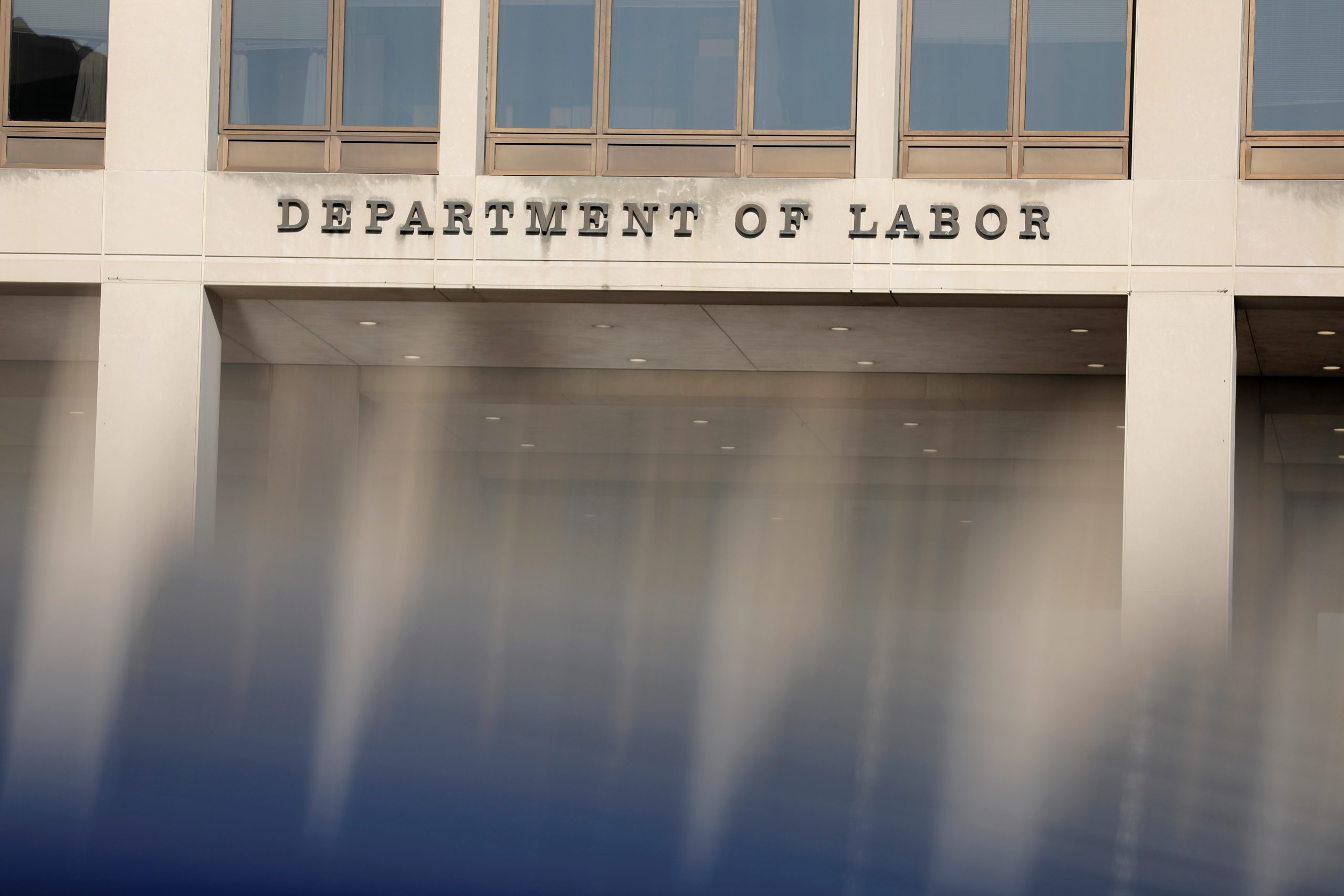 Signage is seen at the United States Department of Labor headquarters in Washington, D.C.