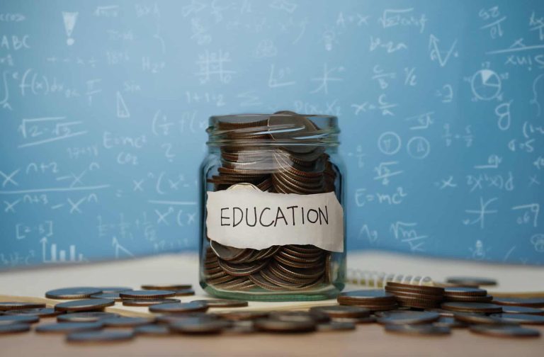 Student success concept and investment in education, long-term financial returns, future career growth, silver medals and books.