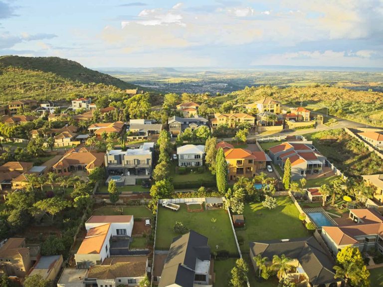 Scenic Aerial View of a Modern Suburban Neighborhood