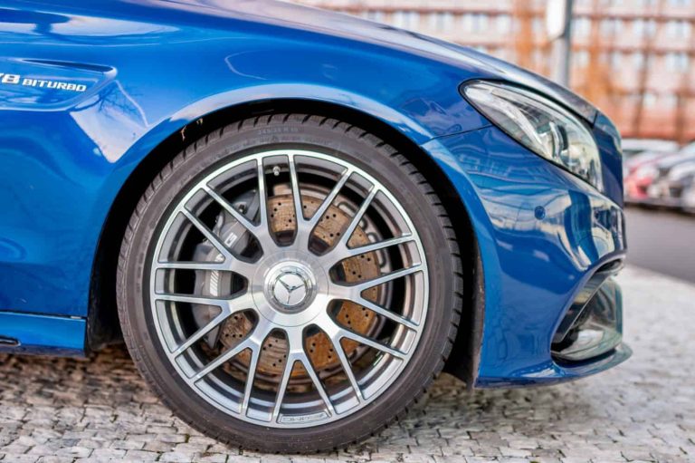 Closeup of new luxury car Mercedes-Benz c-class C63