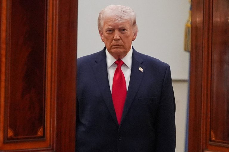 U.S. President Donald Trump delivers an address to the nation about the Iran war at the White House in Washington