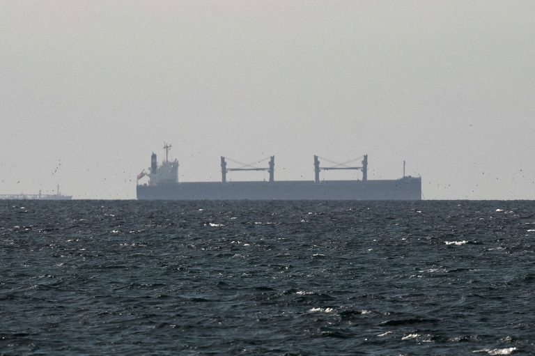 FILE PHOTO: A cargo ship in the Gulf, near the Strait of Hormuz