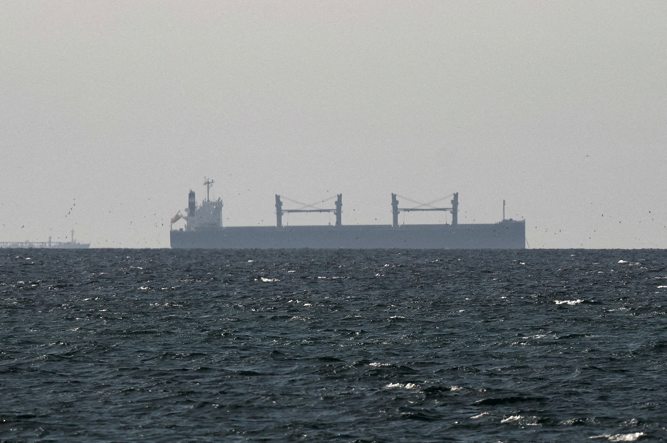 FILE PHOTO: A cargo ship in the Gulf, near the Strait of Hormuz