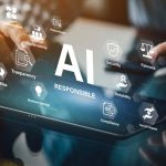 Responsible AI concept with ethical principles transparency and social impact in technology