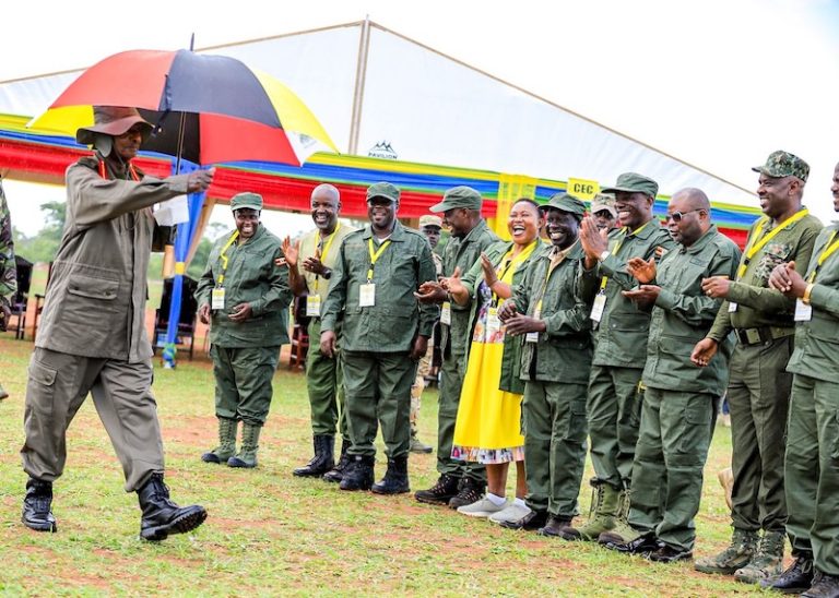 202604Museveni-marching-in-Kyankwanzi-as-NRM-MPs-cheer-on