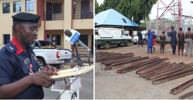 202604NSCDC-Arrests-Five-Notorious-Railway-Vandals-Recovers-Cut-Rails-In-Nasarawa