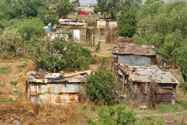 Slum made of tin shacks in Soweto, south of Johannesburg, South Africa