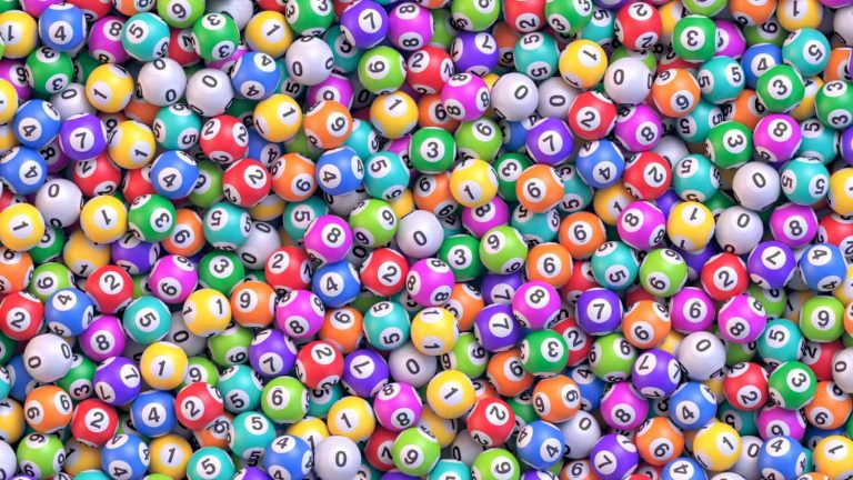 Multicolored lottery balls vector background