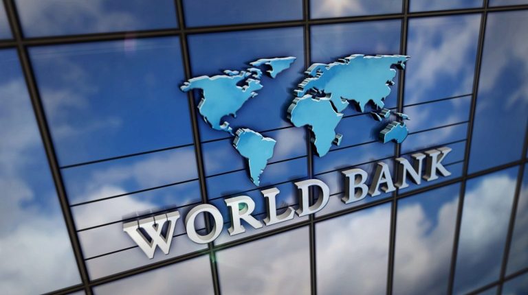 World Bank glass skyscraper with mirrored sky loop 3d illustrati