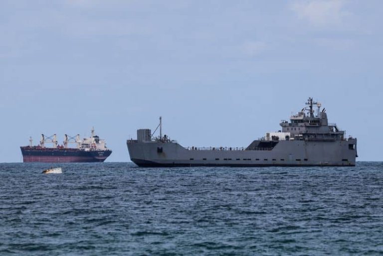 An Israeli naval vessel arrives at Ashdod port, on the day an Israeli rights group and the Global Sumud Flotilla's organisers said activists aboard the Gaza-bound flotilla were intercepted by Israeli naval forces and are being detained at an Israeli port