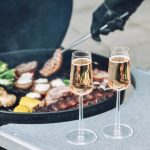 outdoor barbecue with pink champagne