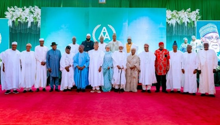 202606Tinubu-Jonathan-Obasanjo-Hail-Abdulsalami-Abubakar-At-Abuja-Book-Launch