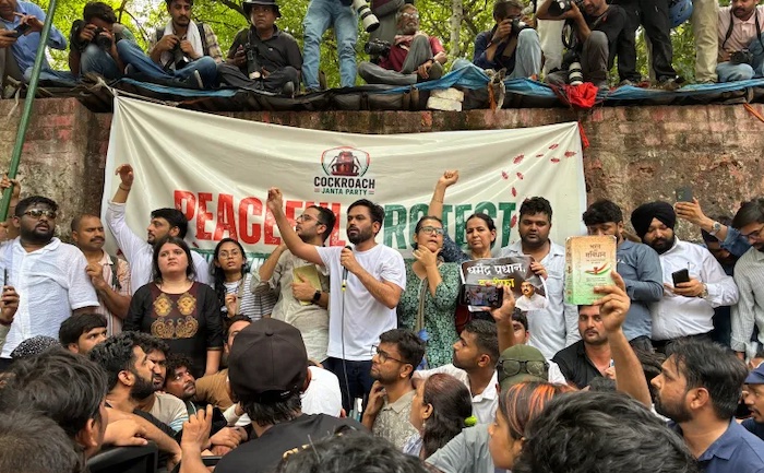 202607Indias-Cockroach-Movement-Takes-Protest-To-Parliament-Against-Education-Minister